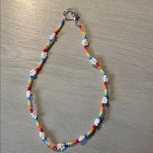 Rainbow Daisy seed bead necklace